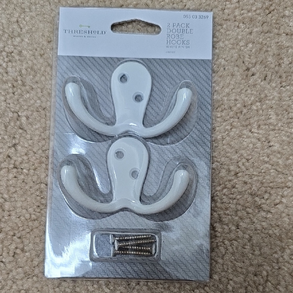 🦋 5 for $10 🦋 Threshold White Double Wall Hooks